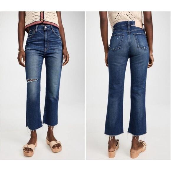 Moussy Vintage Rhode Cropped Flare Jeans Size 28 - Picture 1 of 11